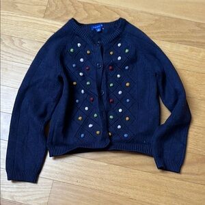 Blue Cardigan with PomPom Embellishments | Youth